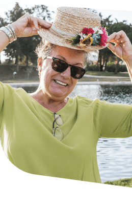 Elderly Woman Enjoying Outdoor Wellness by Pool Independent Living Facility Elderly Woman Enjoying Outdoor Wellness by Pool Independent Living Facility