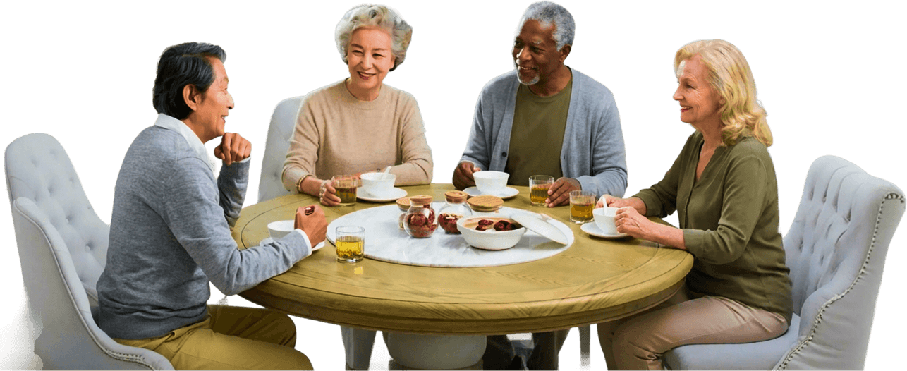 Elderly Couple Enjoying Snacks And Conversation Independent Living Elderly Couple Enjoying Snacks And Conversation Independent Living