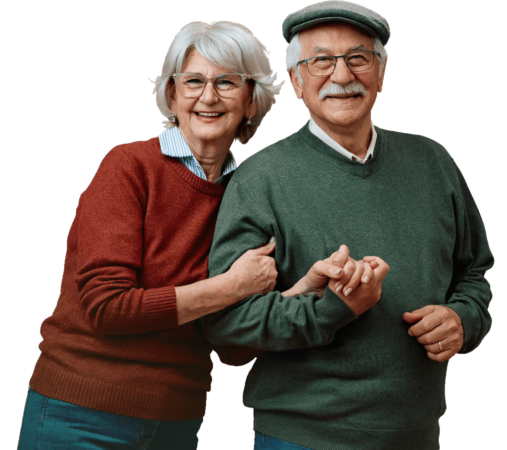 Elderly Couple Smiling Together for Active Independent Living Facility Elderly Couple Smiling Together for Active Independent Living Facility