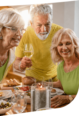 Elderly Friends Sharing Dinner And Conversation Independent Living Community Elderly Friends Sharing Dinner And Conversation Independent Living Community