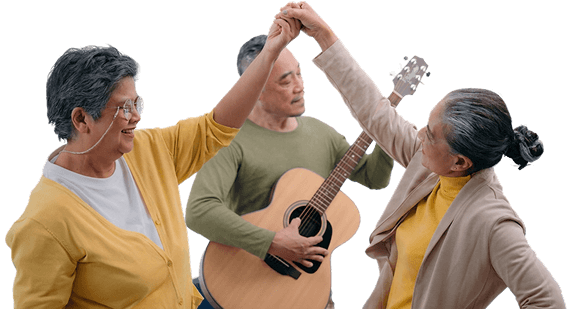 Elderly Residents Dancing With Live Music in Independent Living Facility Elderly Residents Dancing With Live Music in Independent Living Facility